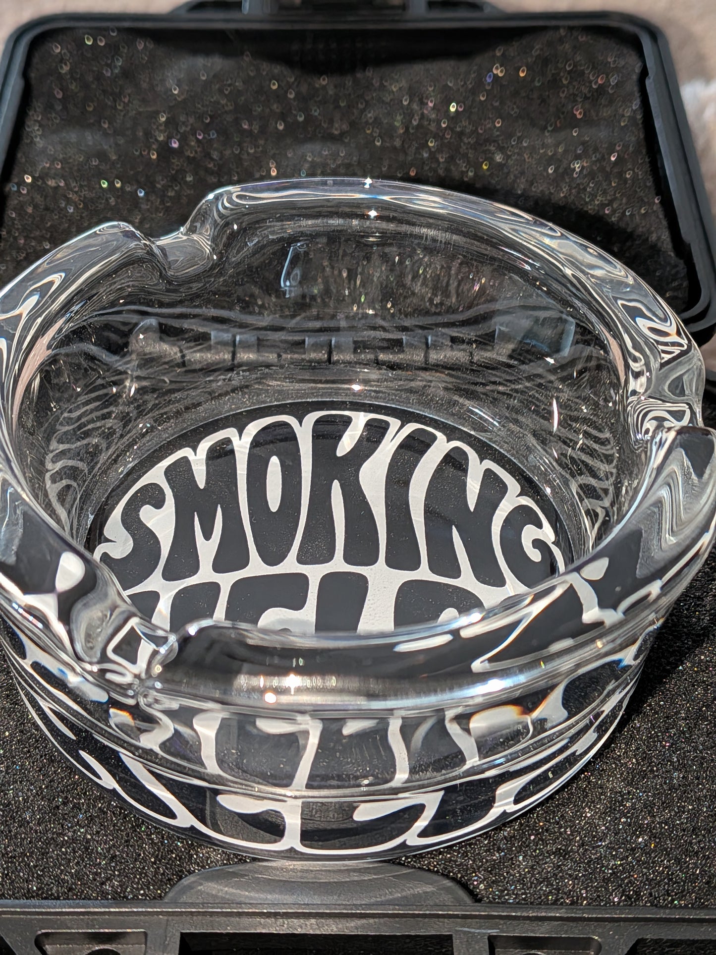 Smoking helps glass ashtray