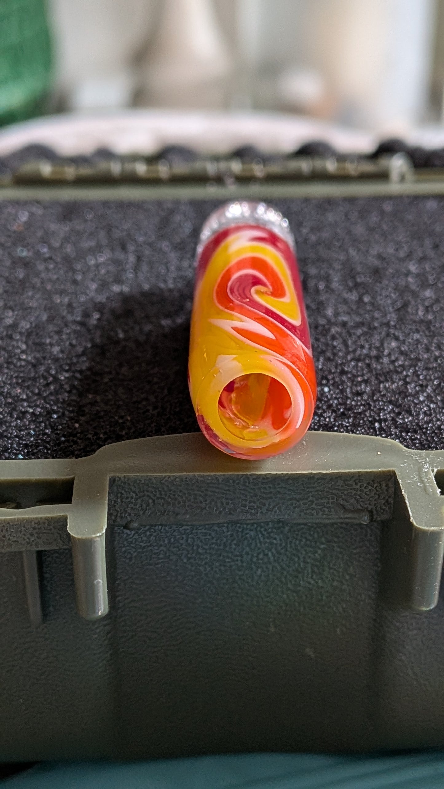 12mm sabai glass orange swirl tip