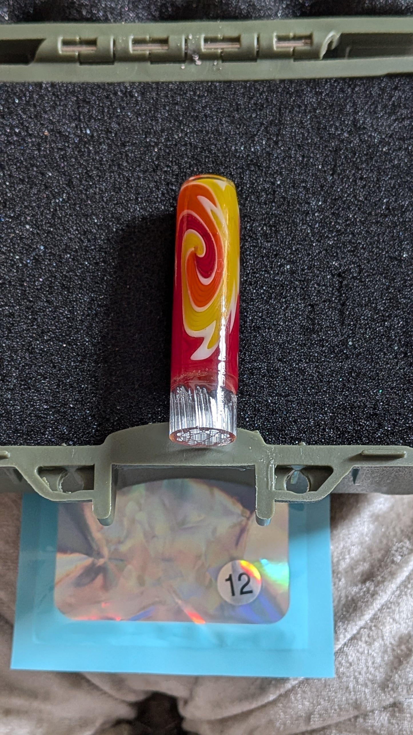 12mm sabai glass orange swirl tip